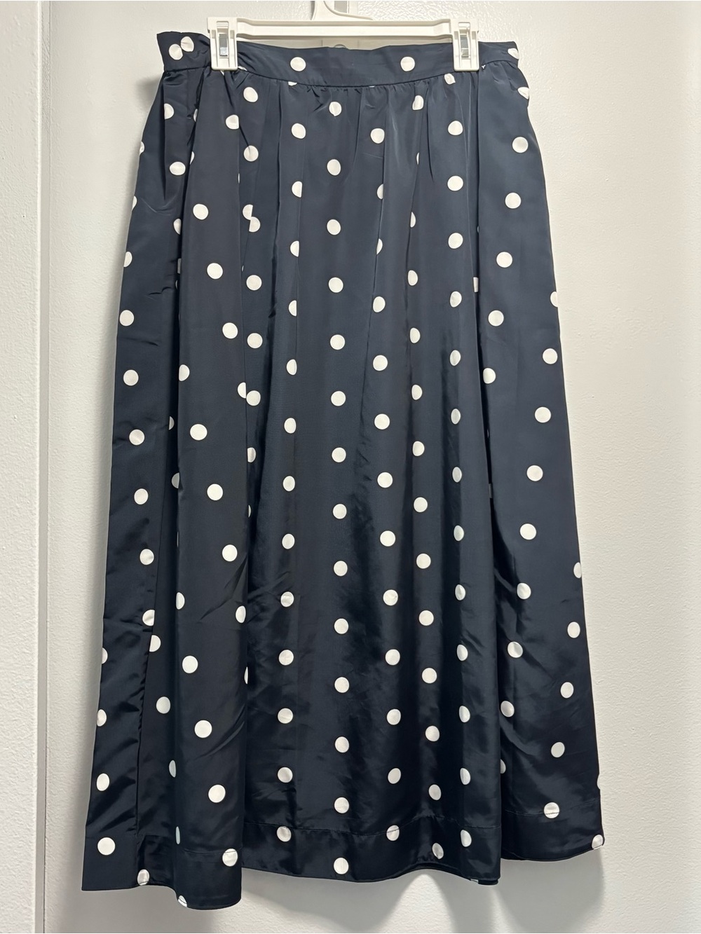 💙Navy Polka Dot Taffeta Midi Skirt